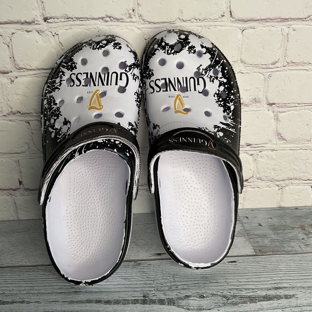 GUINESS Beer Women Clogs Slip On Shoes‎ Size 7  (40) white black